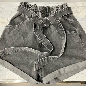 VERVET BY FLYING MONKEY Gray High Waist Shorts